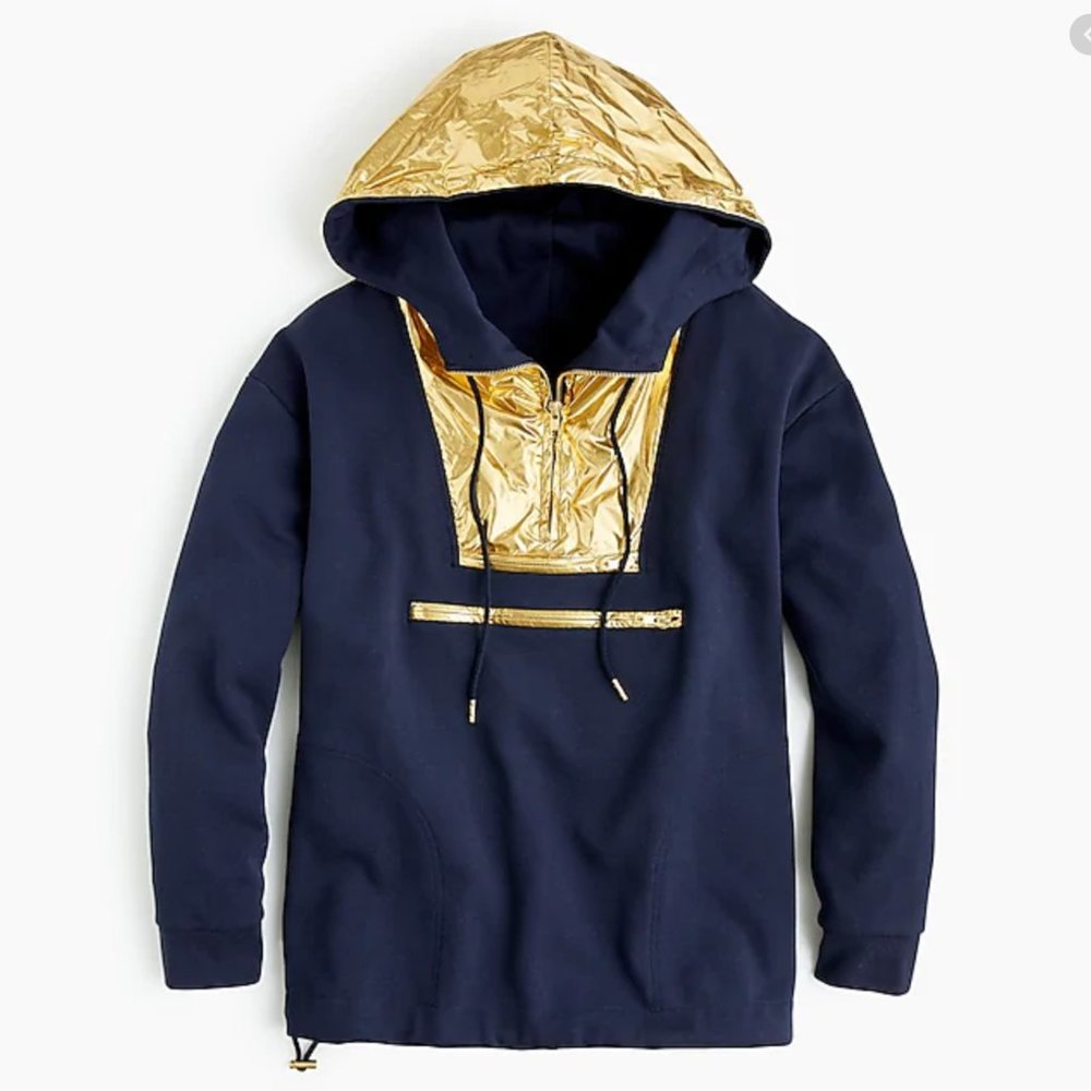 J. Crew Navy and Gold Hoodie